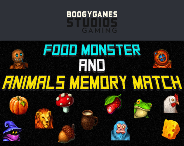 Food Monster and Animals Memory Match