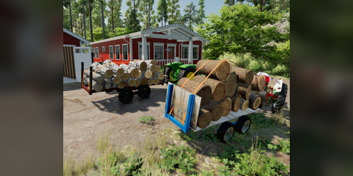 Cover image for fs22 old homemade style log trailer