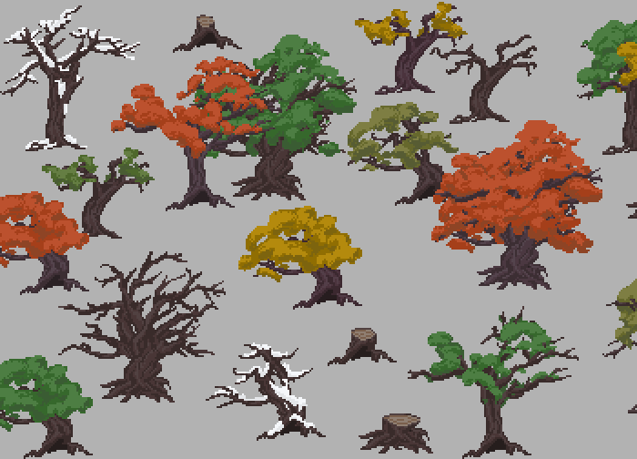 pixel art oak trees 96x96 by Indigiseal