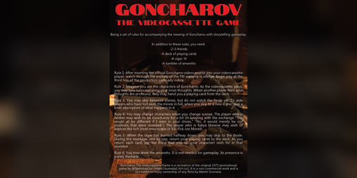 Cover image for Goncharov The Videocassette Game