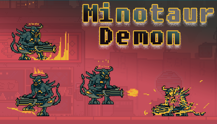 Pixel Minotaur Demon Asset