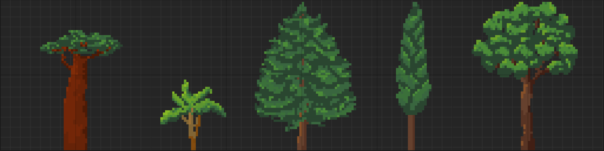 Platformer Pixel Trees