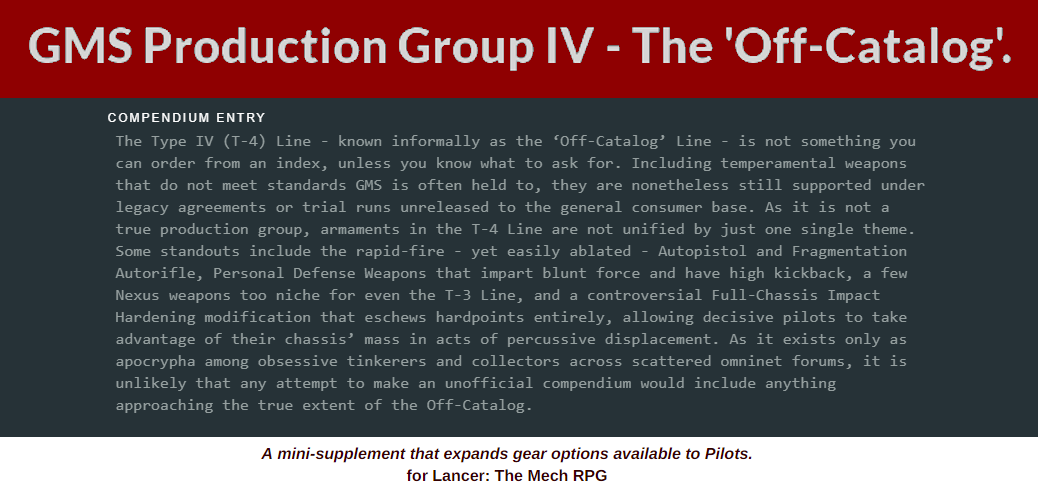 Production Group IV - The 'Off-Catalog'.