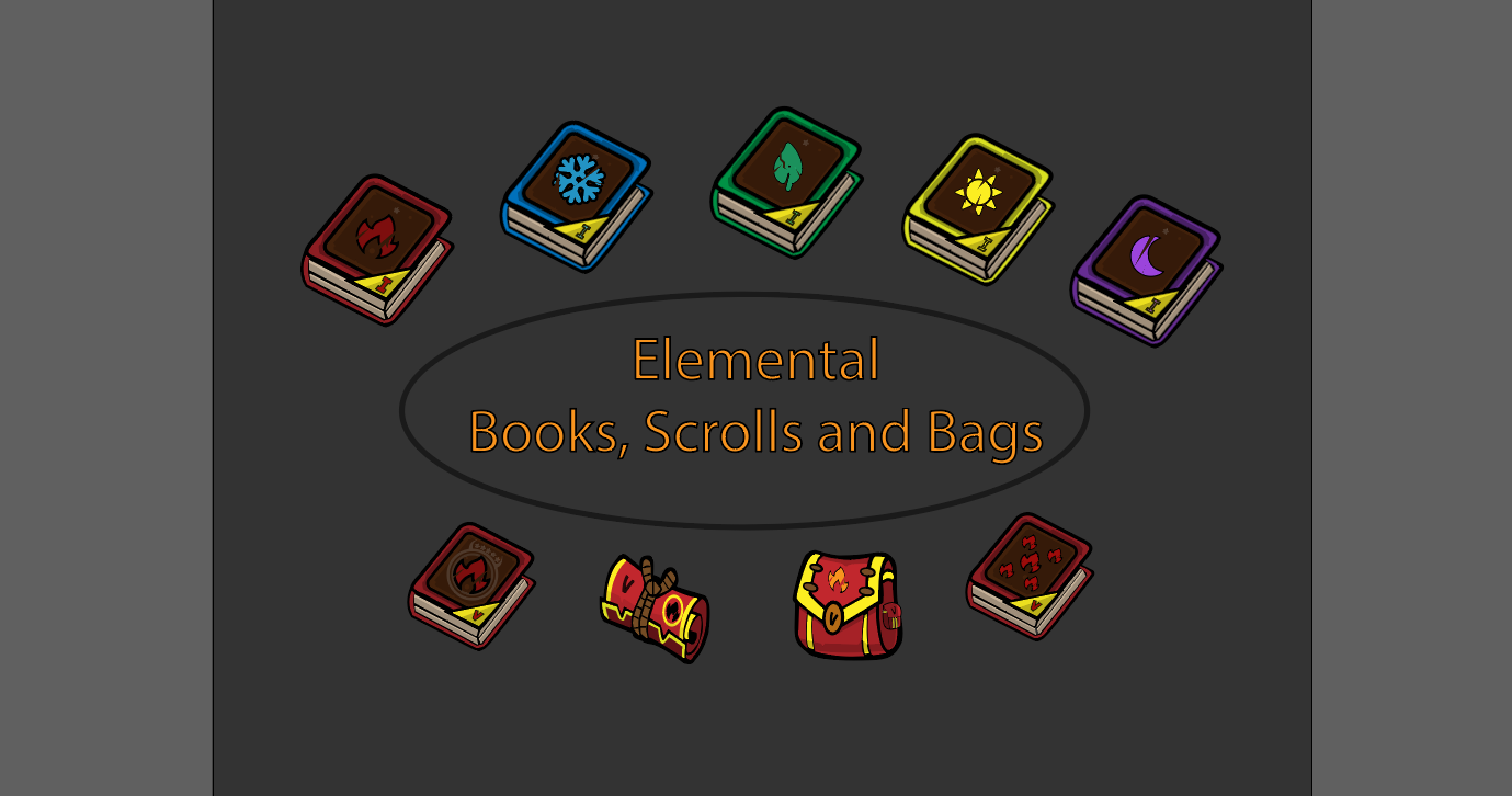 Elemental Books, Scrolls and Bags
