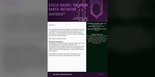 Cover image for 🎄 Stille Nacht: The Iron Santa Initiative - A Metahumans Rising Adventure