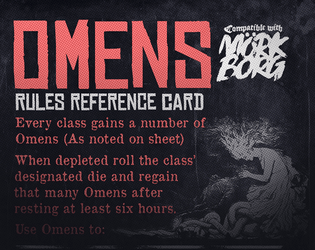 Omens Rule Reference Card for Mork Borg   - A reference card for the optional rule in Mork Borg. 