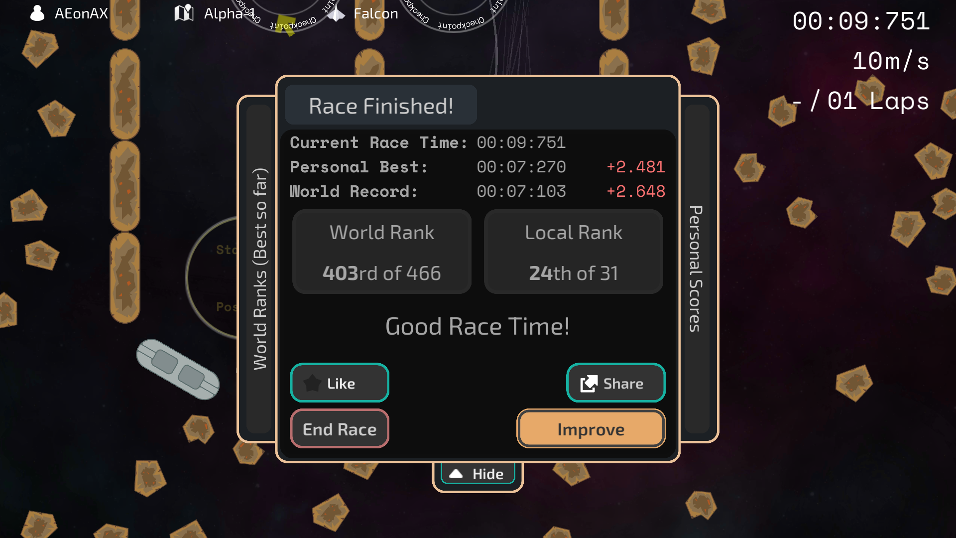 Post-Race Leaderboards, Improved Button Texts