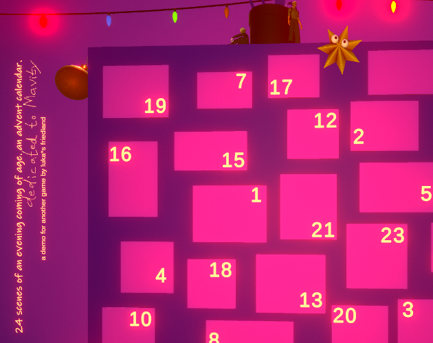 24 scenes of an evening coming of age. an advent calendar.