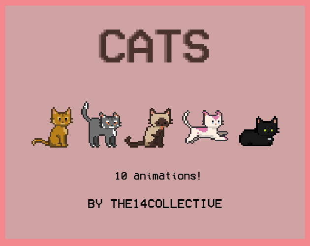 V3.2 - Pixel Cats - 8bit - 10+animations by the14collective