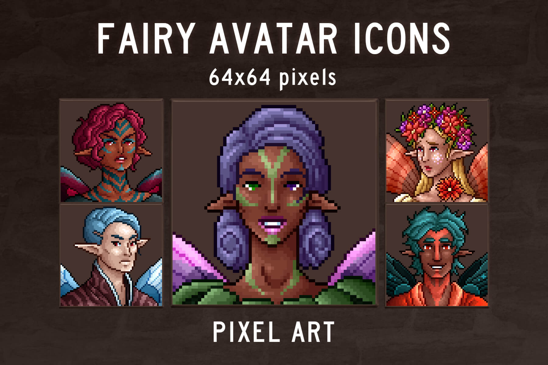 Free Fairy Avatar Icons 32x32 Pixel Art 