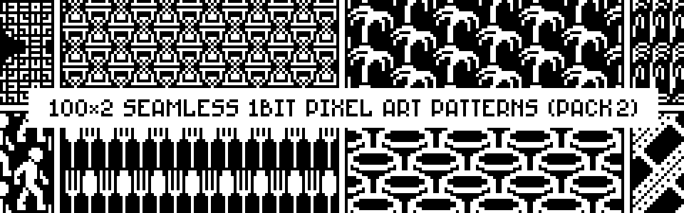 (Pack2) 100x2 seamless 1bit patterns