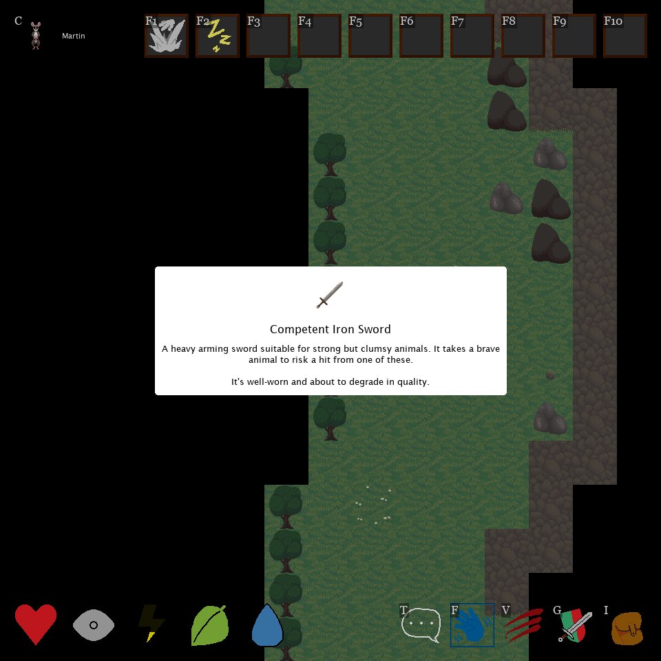 A screenshot from testing with an iron sword.