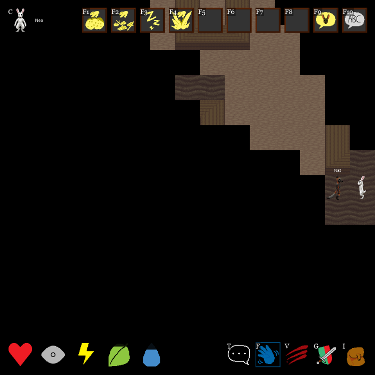 Two players wedged into the wall of a burrow through abuse of pushing.