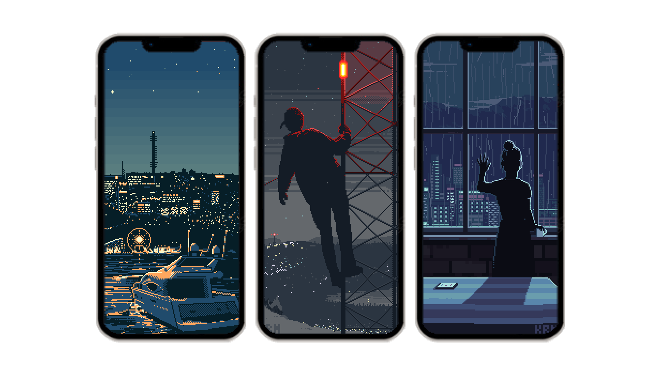 Pixel art phone wallpaper pack 1