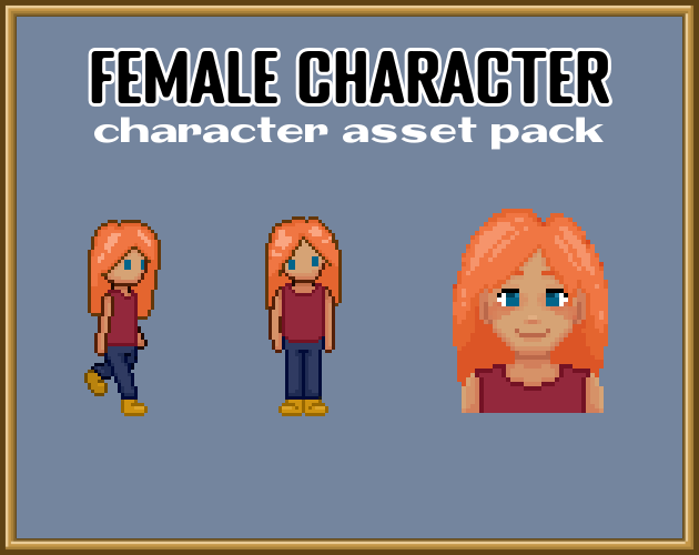 Red Headed Female Character Pixel Asset Pack by Pop Shop Packs