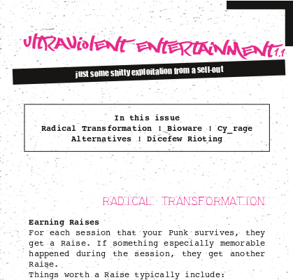 Cover image for Ultraviolent Entertainment, a Cy_Borg supplement