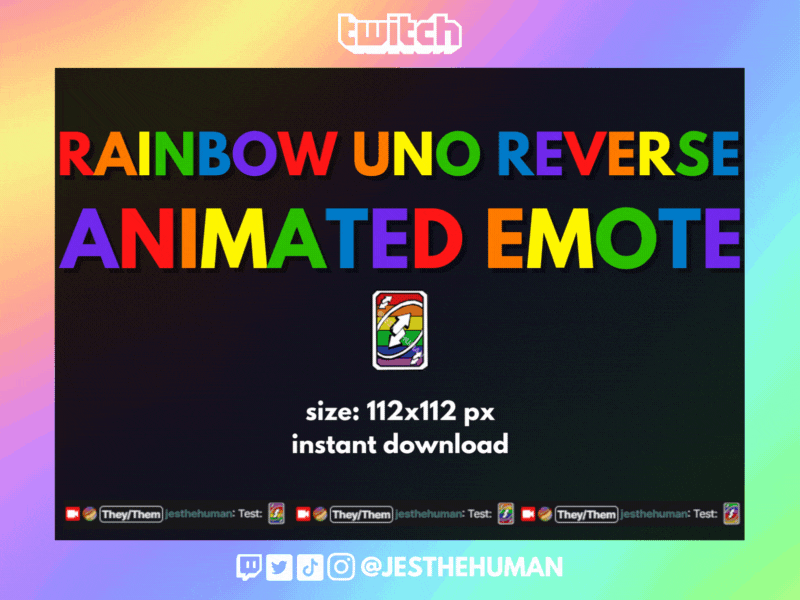 Rainbow Uno Reverse Card Animated Emote by jesthehuman