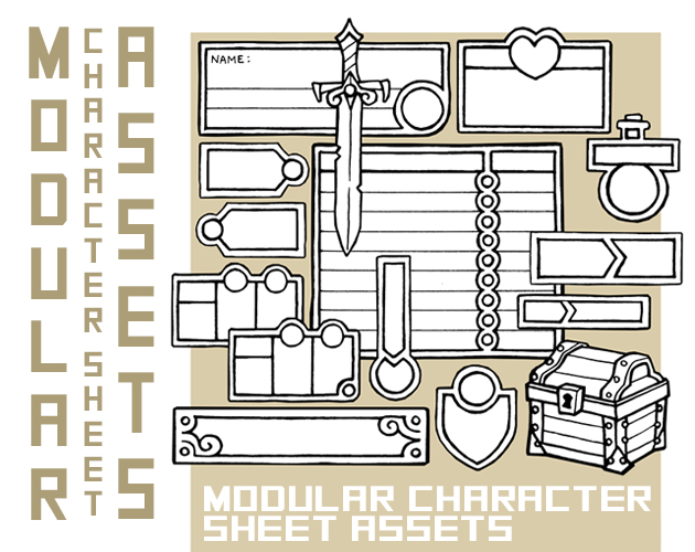 Modular Character Sheet Kit (Digital Assets) by Penflower Ink