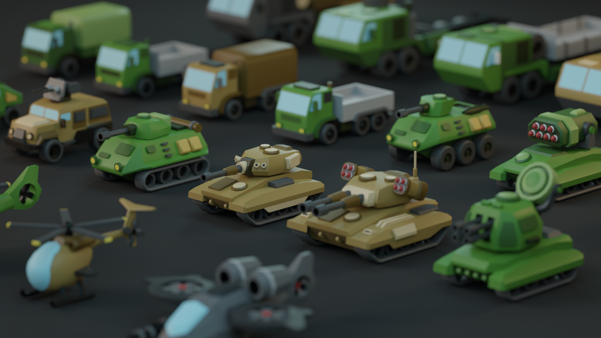 Lowpoly Military Armored Army Vehicles Strategy Assets Pack