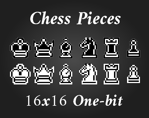 Chess Pieces 16x16 One-bit by BerryArray