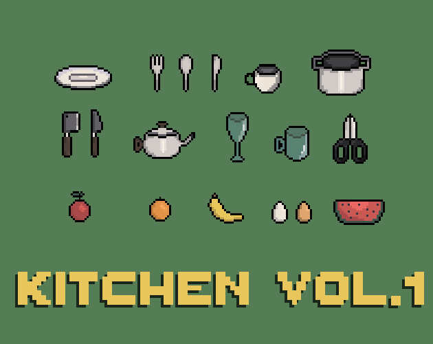 Kitchen Vol.1: utensils and fruits