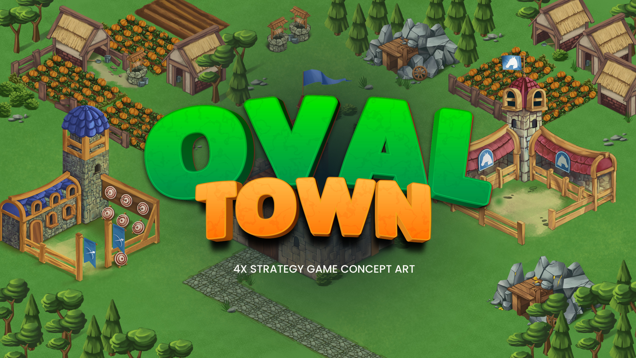 Oval Town 2D Assets
