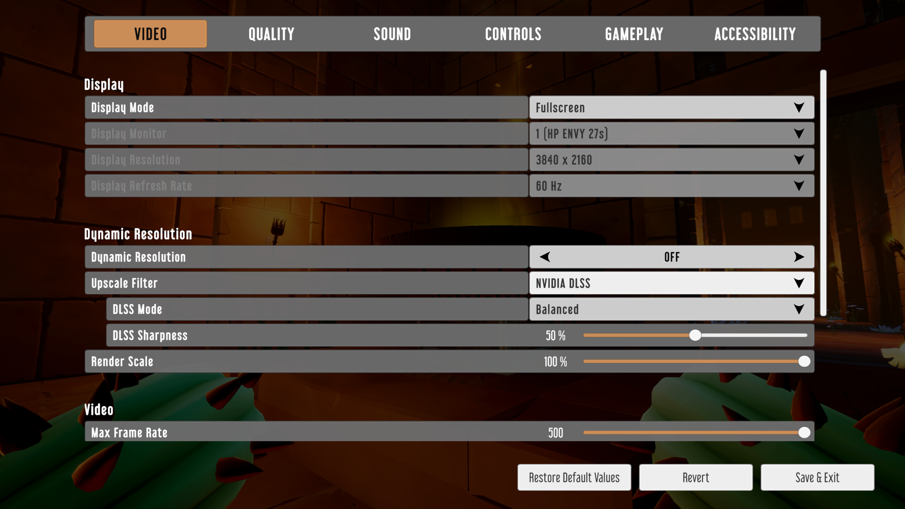 CACTUS Settings Menu