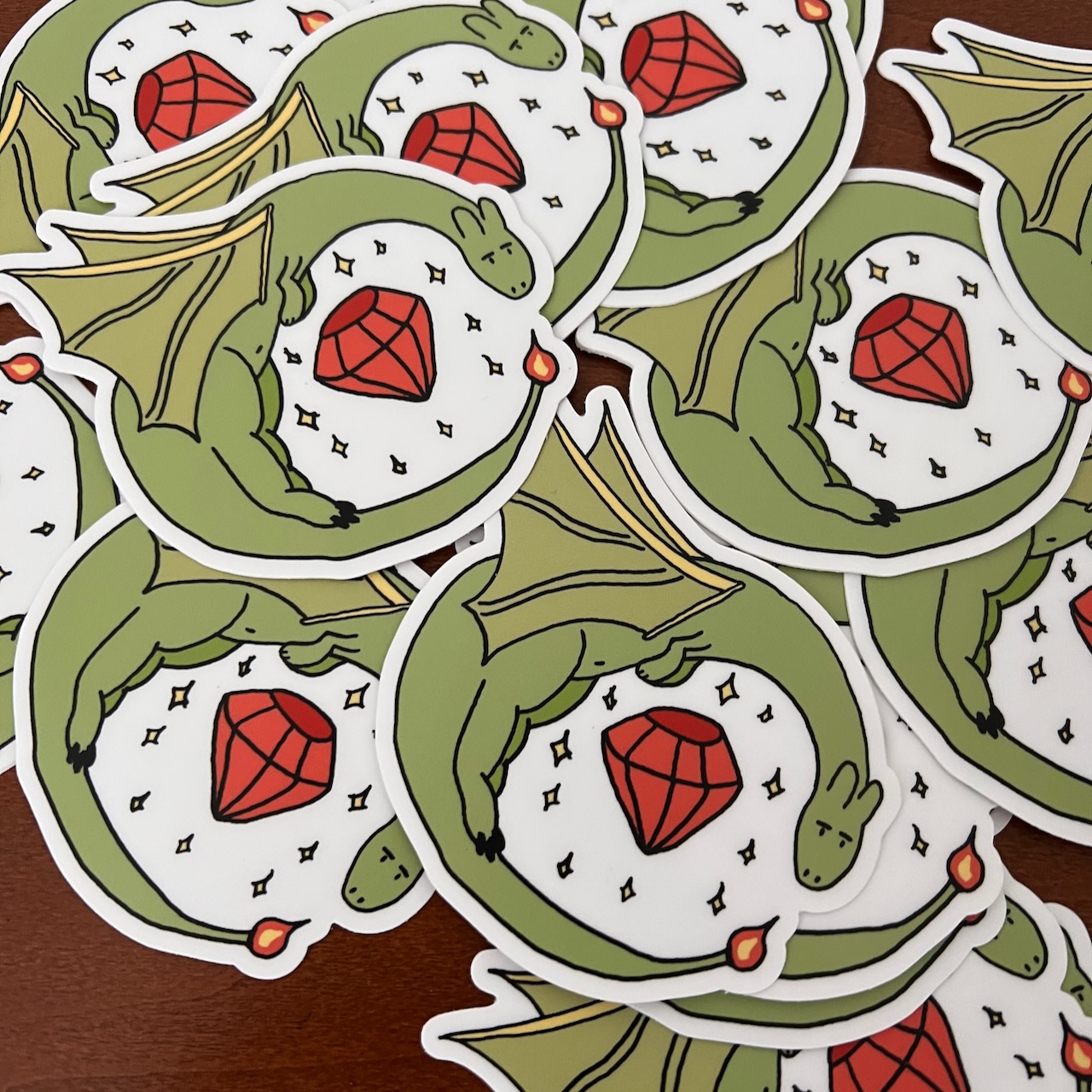 Photo of DragonRuby stickers stacked on each other