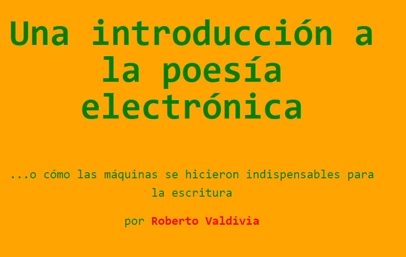 Taller Poesía Electrónica Verano