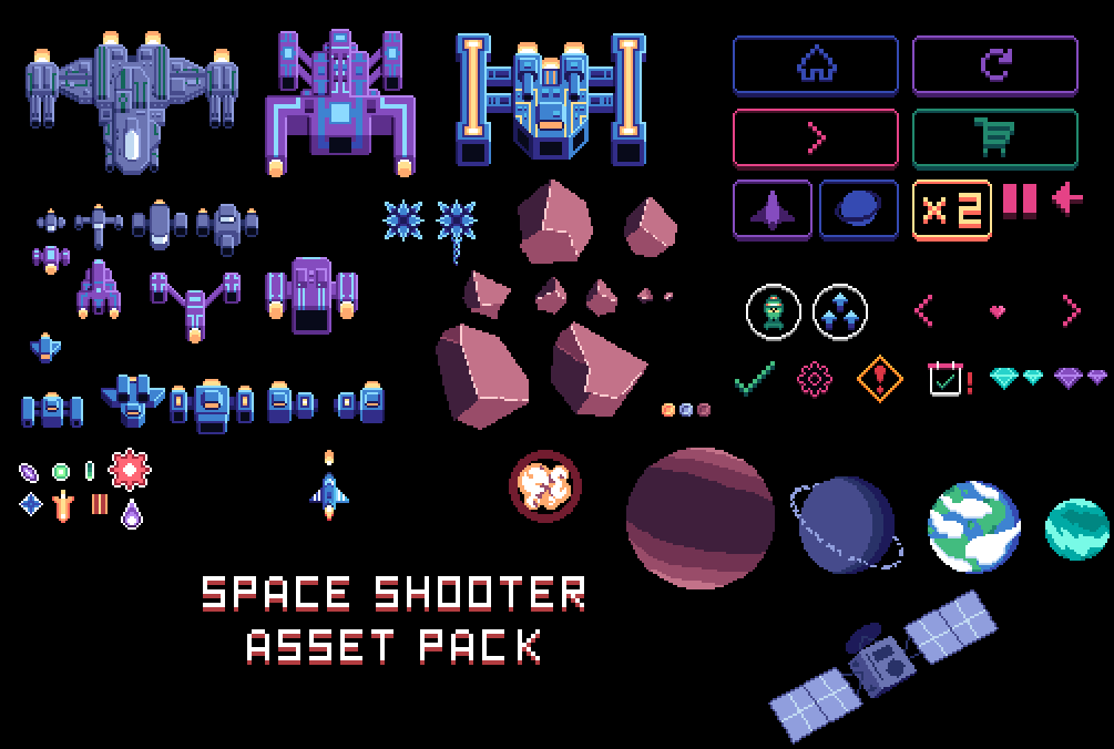 Space Shooter Asset Pack — pixel ships, enemies, and space sprites