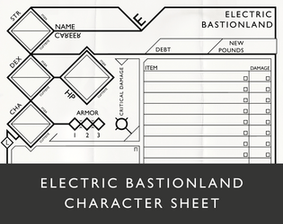 Electric Bastionland Character Sheet   - Printable character sheet for the Electric Bastionland RPG 