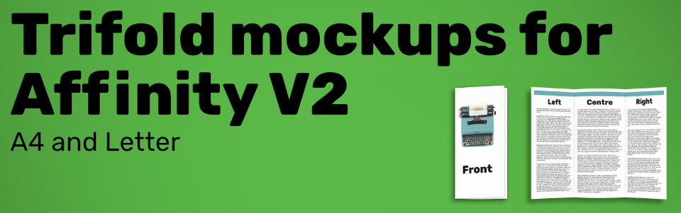 Trifold mockups for Affinity V2 - A4 and Letter