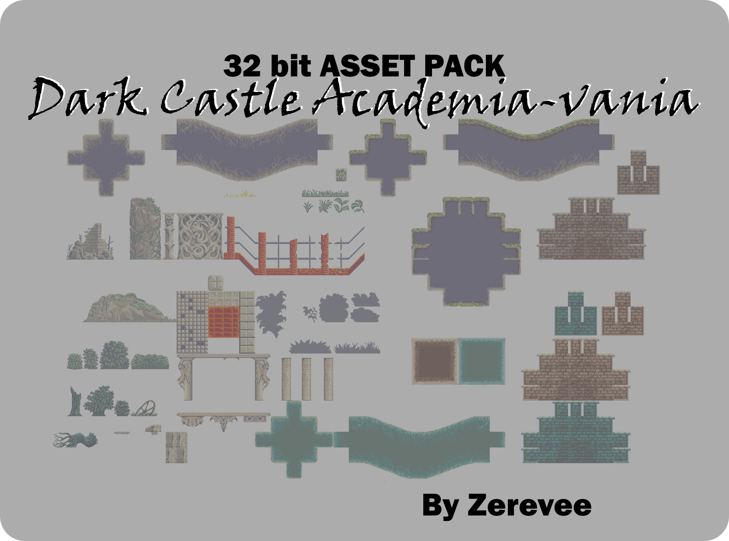 32 BIT ASSET PACK Dark Castle Academia-vania by Zerevee