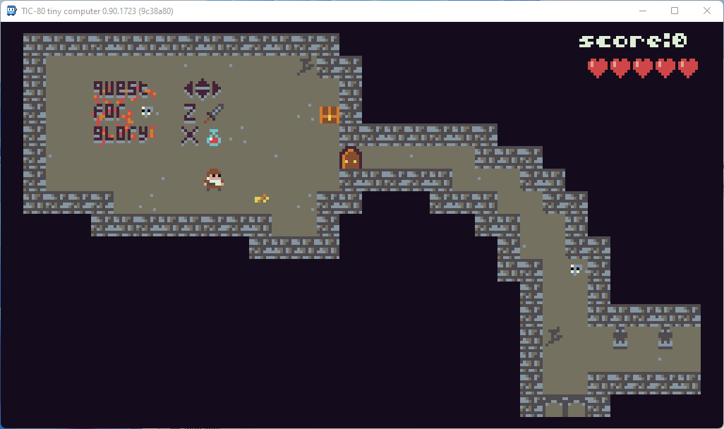 Quest demo from TIC-80 with music by Toolkitman