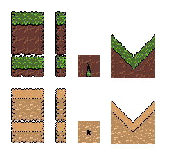 Assets about dirt and sand for flatform game