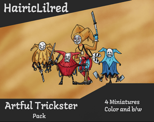 Hairic Minis - Artful Trickster pack   - A pack of Paper miniature for RPG and skirmish wargames 