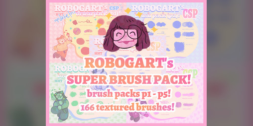 Cover image for ROBOGART's Super Brush Pack! (P1 - P5) [CSP brushes, .sut files!]
