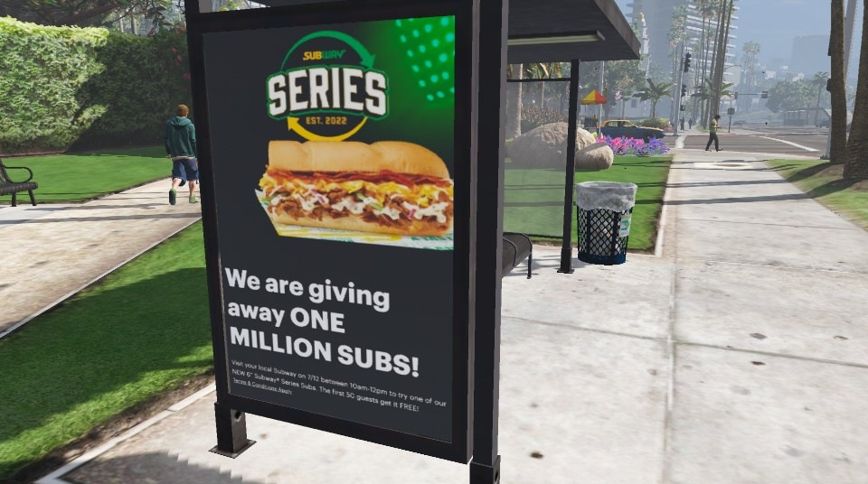 v1.6 Changelog Bus Stop Ads (Fast Food) for GTA V (PC Only) by Jon