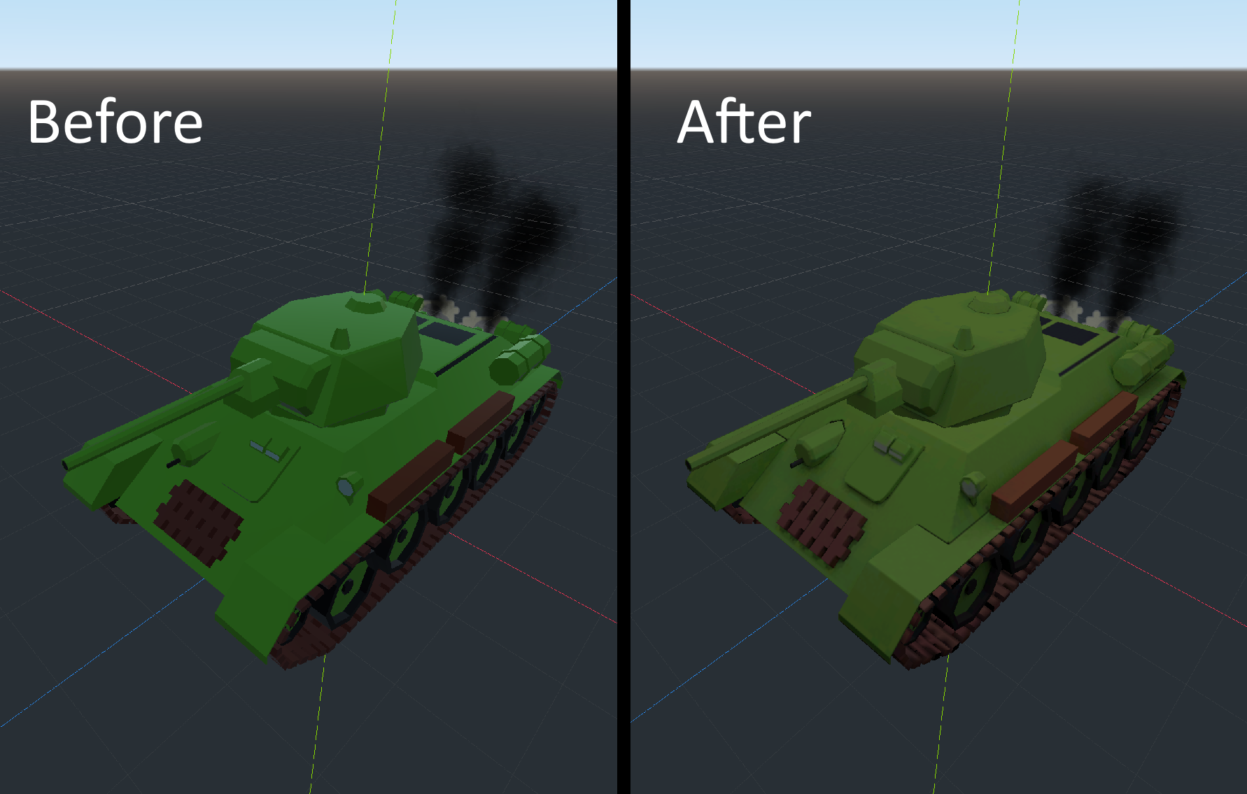 T-34/76 Before and After Light Baking