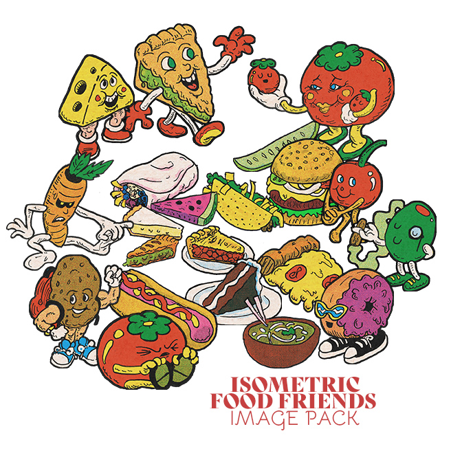 Isometric Food Friends Image Pack
