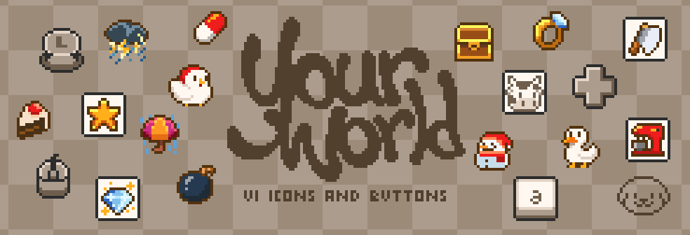 your world - Free pack UI icons and buttons 16x16px