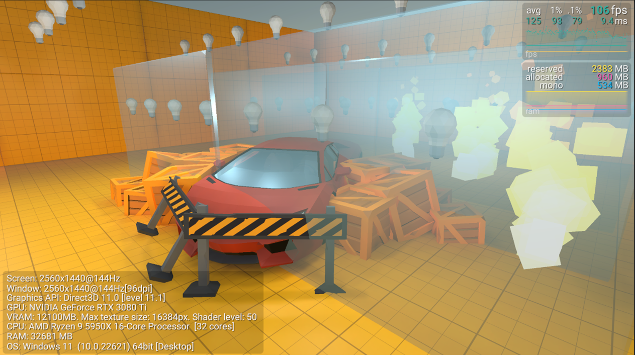 Deferred renderer with baked lights set to Shadowmask lighting mode and 32 real-time lights