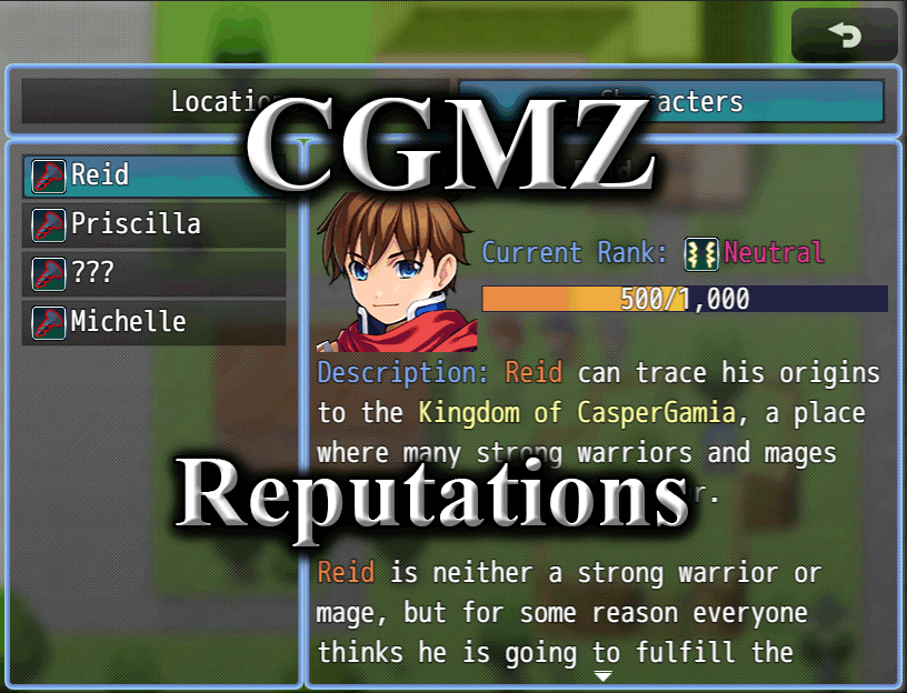 Cover image for [CGMZ] Reputations for RPG Maker MZ
