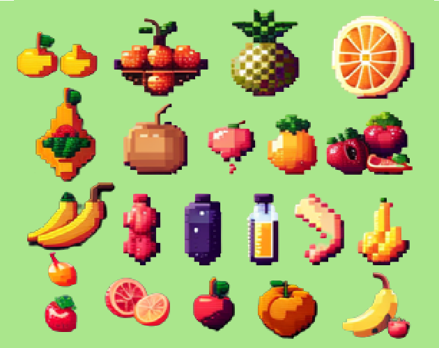 Pixel Art Fruit Sprites by 3dStudios