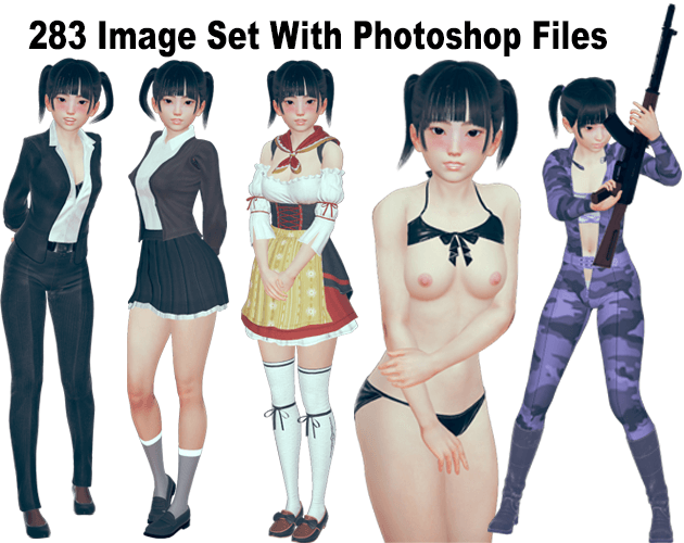 Cover image for Domino Visual Novel Character with Transparency and Photoshop PSD file for Visual Novel use