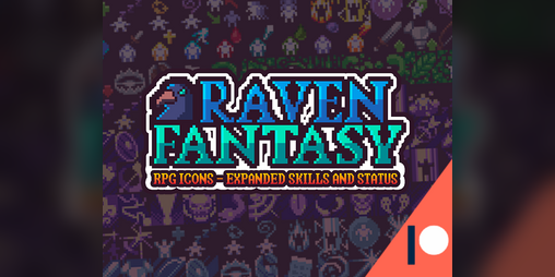 Cover image for Raven Fantasy - RPG Icons, Pixel Art Icons, Textures and Sprites - Expanded Skills and Status