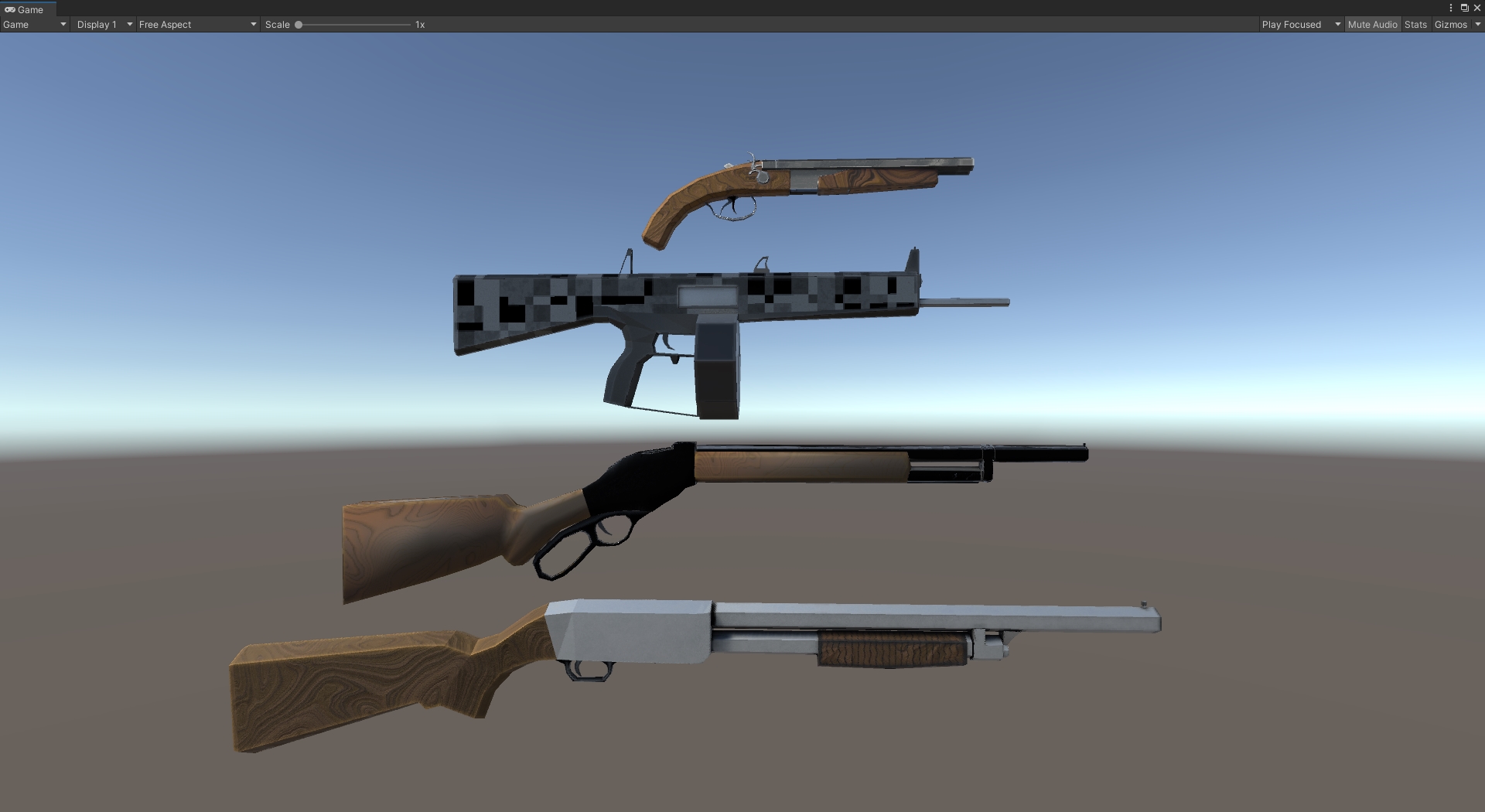 Four Low Poly Shotguns Asset Pack By Adman