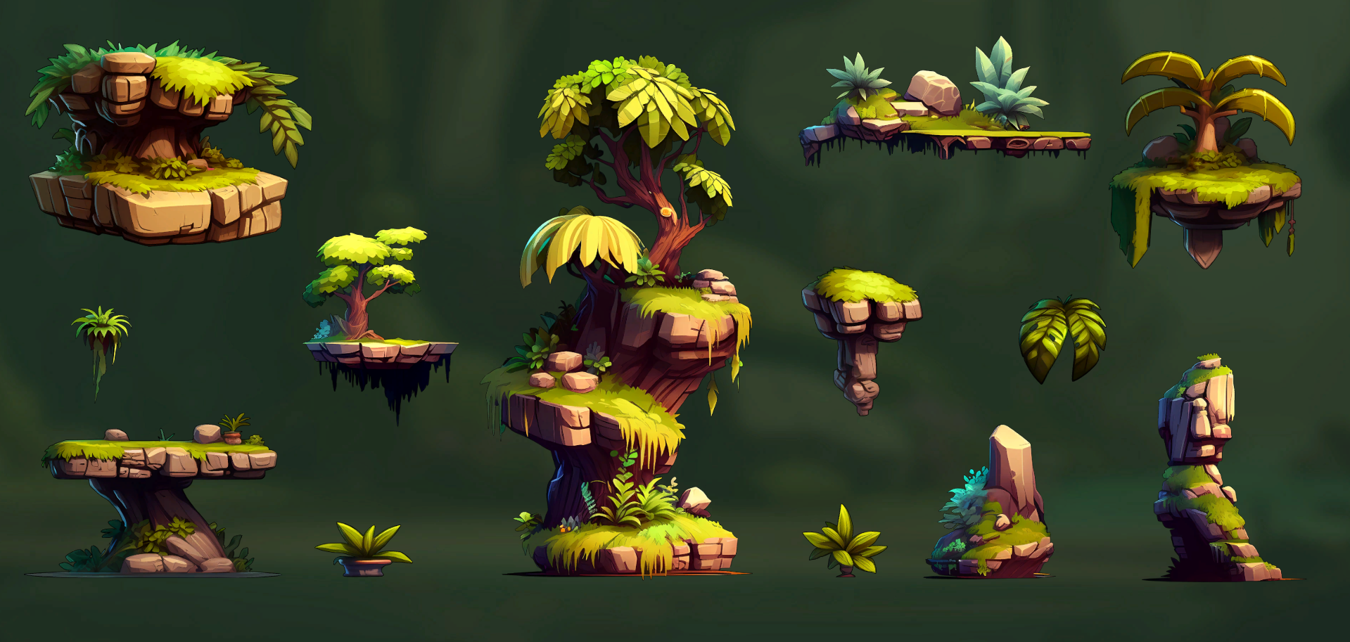 Animated 2d Jungle Platformer Game Ready Environments Asset