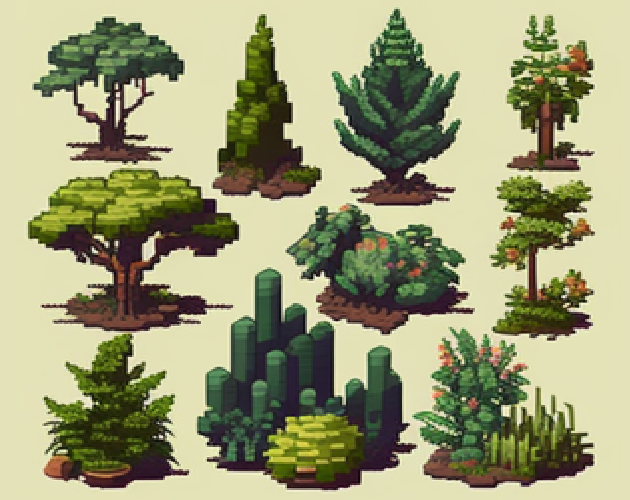 Pixel Art Bush Sprites by 3dStudios