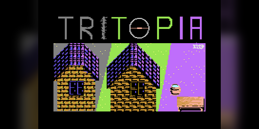 Cover image for Tritopia (in French language, C64)